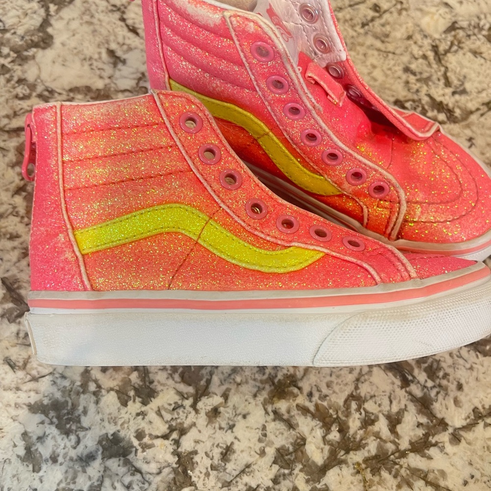 Vibrant Pink Glitter Kids Shoes - Picture 2 of 5